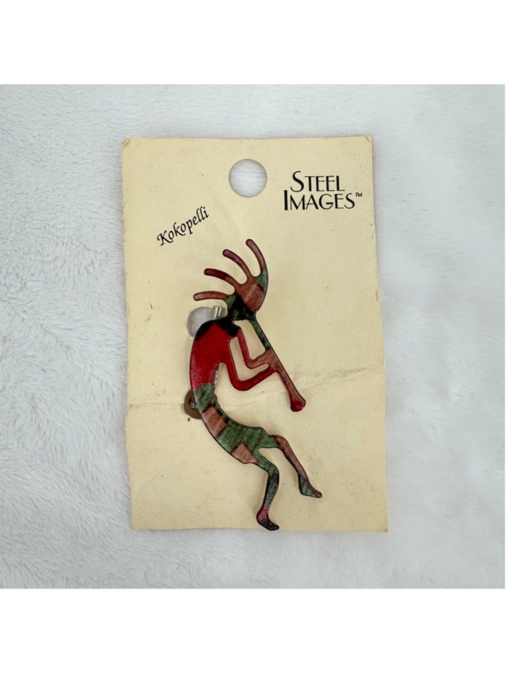 Kokopellli Flute Player Pin Brooch Steel Images Vintage Aztec Southwest Musical